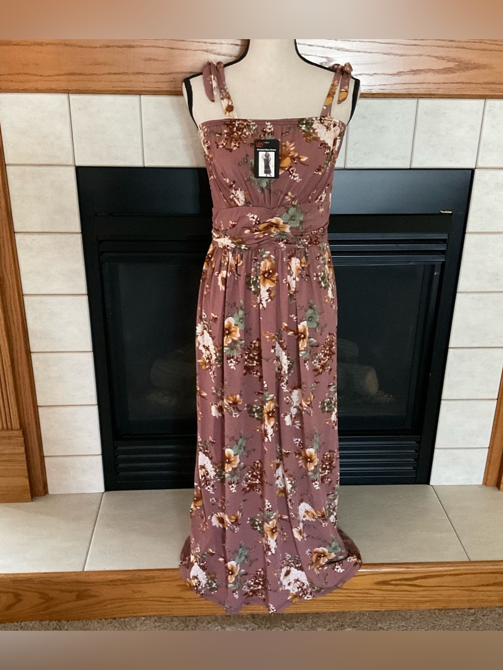 NWT Lildy Vintage Floral Bohemian Tie Shoulder Long Maxi Dress, Women’s Sz L-XL